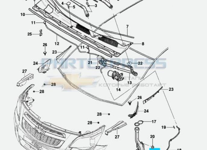 Доливка жидкости в бачо стеклоомывателя Chevrolet Cobalt Ravon
